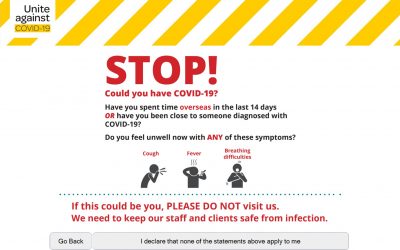 Covid-19 Declaration – confirm the health of visitors